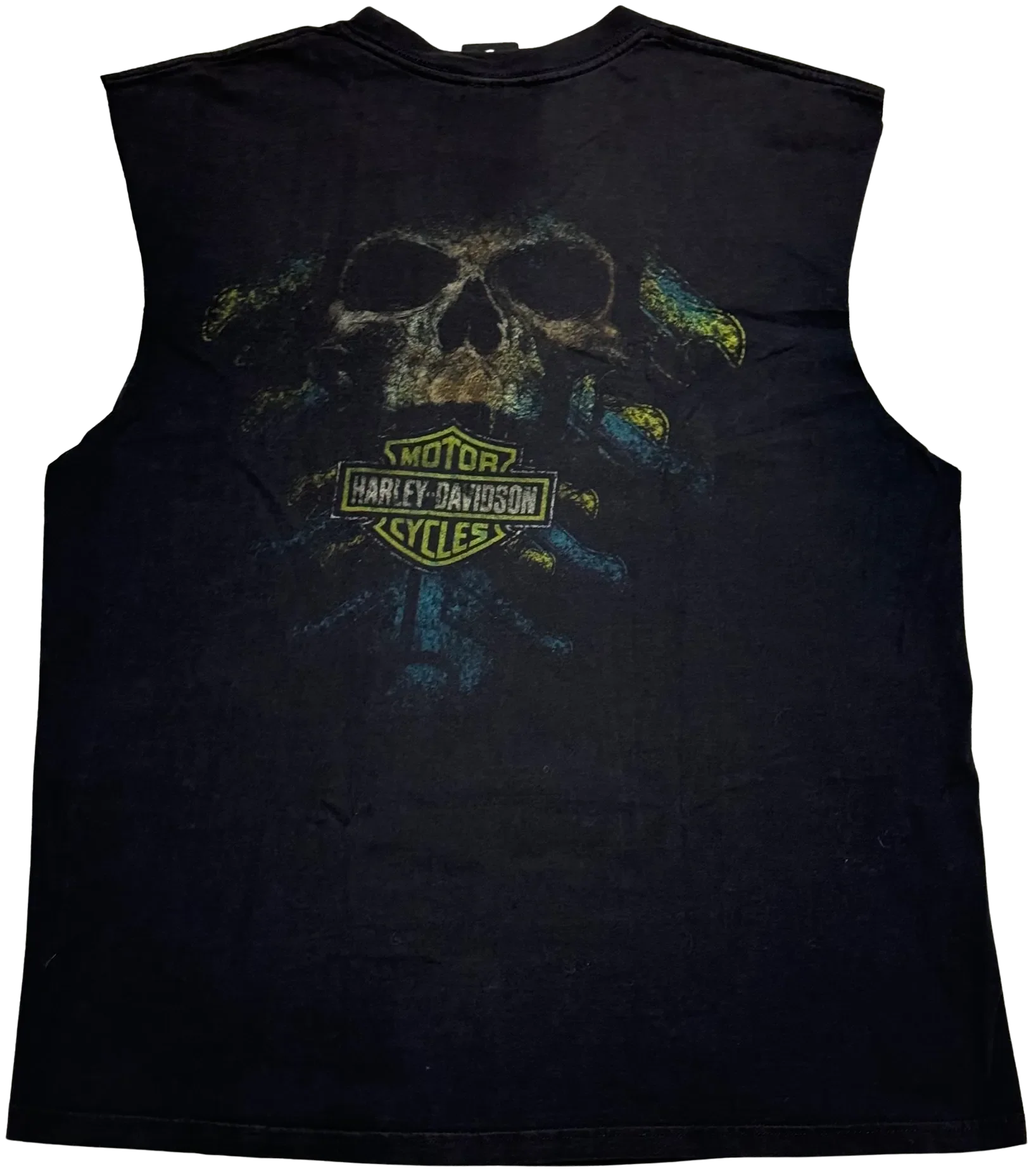 Harley Davidson 'Pirate Skull' Vintage Cutoff Pocket Tee - Image 2