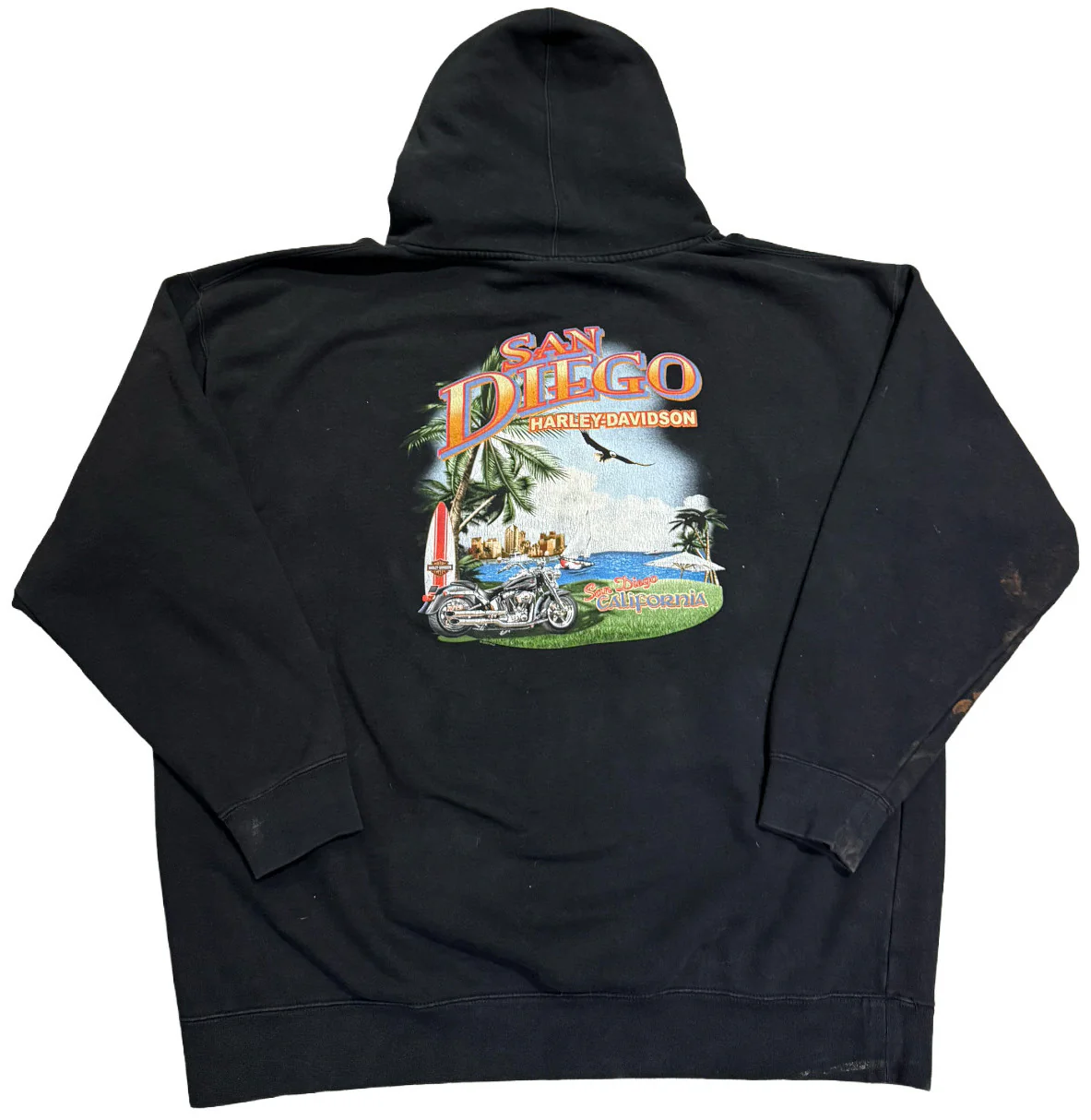 Harley Davidson 'San Diego, CA' Black Vintage Hoodie - Image 2