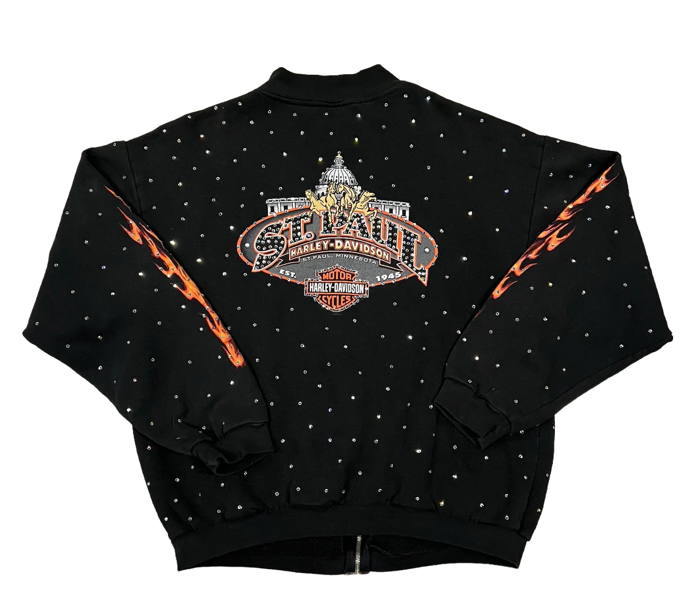 Harley Davidson 'St.Paul' Rhinestone Vintage Quarter-Zip - Image 2
