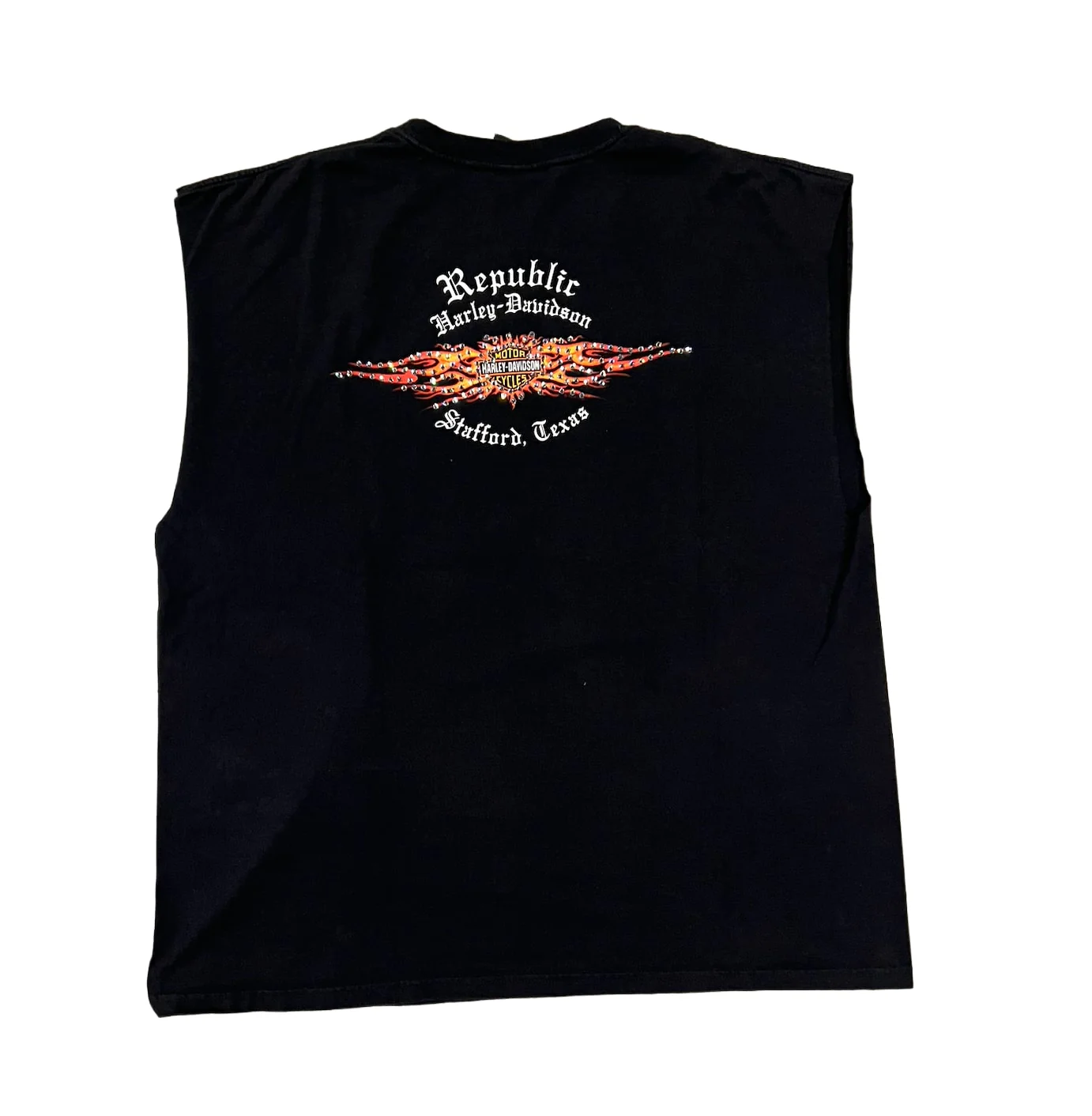 Harley Davidson 'Stafford, Texas' Rhinestone Vintage Cutoff - Image 2