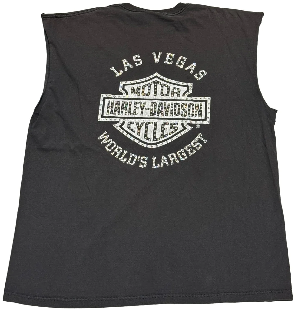 Harley Davidson 'Winged Harley' Rhinestone Vintage Cutoff Tee - Image 2