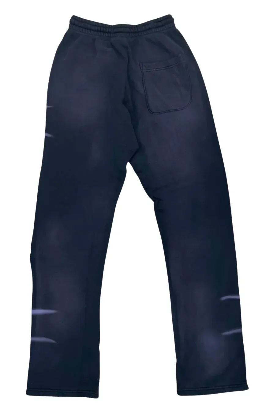 Hellstar Airbrushed Skull Flare Bottom Sweatpants Midnight Dye Black - Image 2