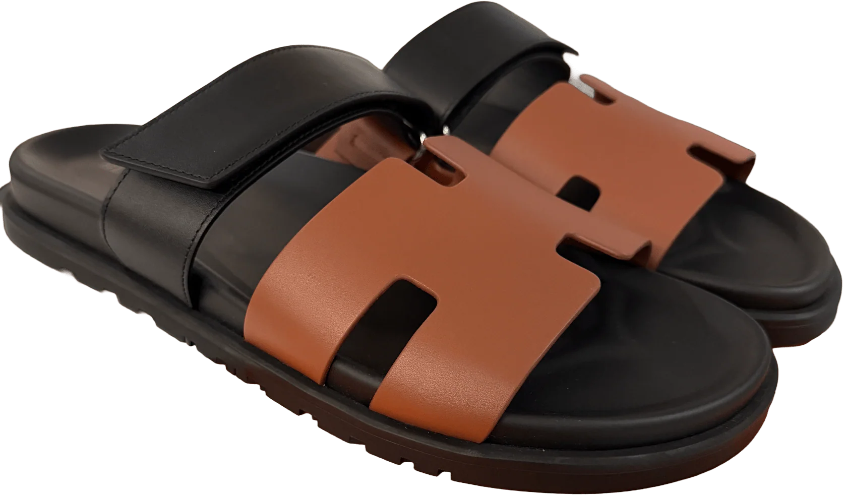 Hermès' Two Tone Brown' Chypre Leather Sandals