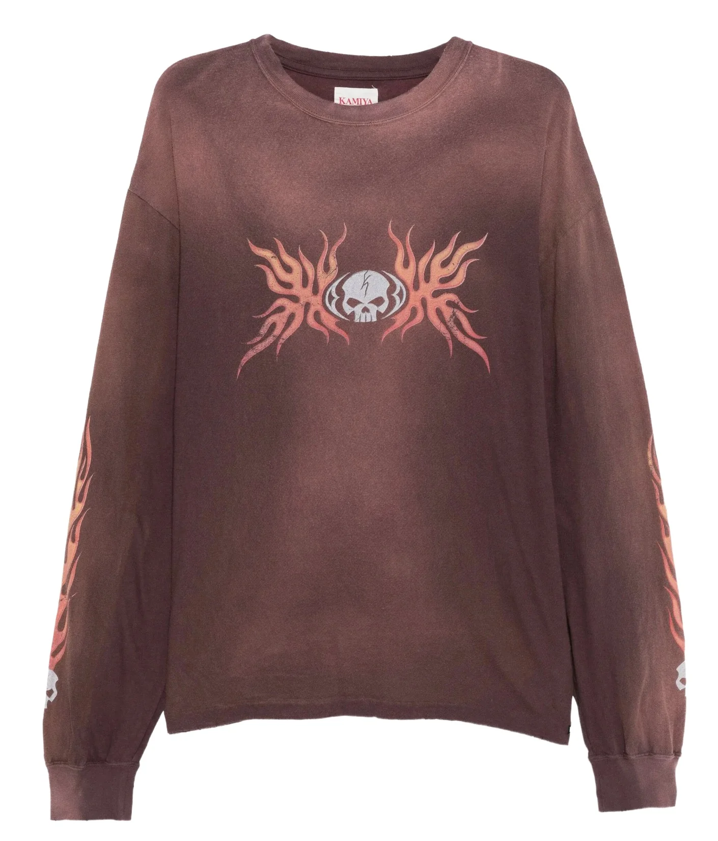 Kamiya 'Skull Flame' Brown Longsleeve