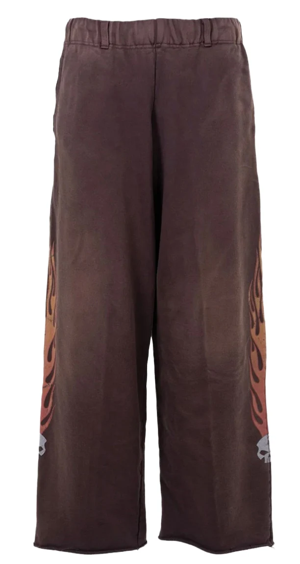 Kamiya 'Skull Flame' Brown Sweatpants