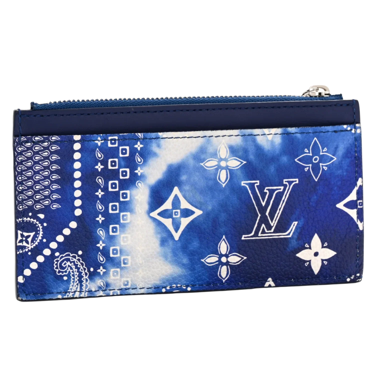 Louis Vuitton Cowhide Monogram Bandana Coin Card Holder Blue - Image 2