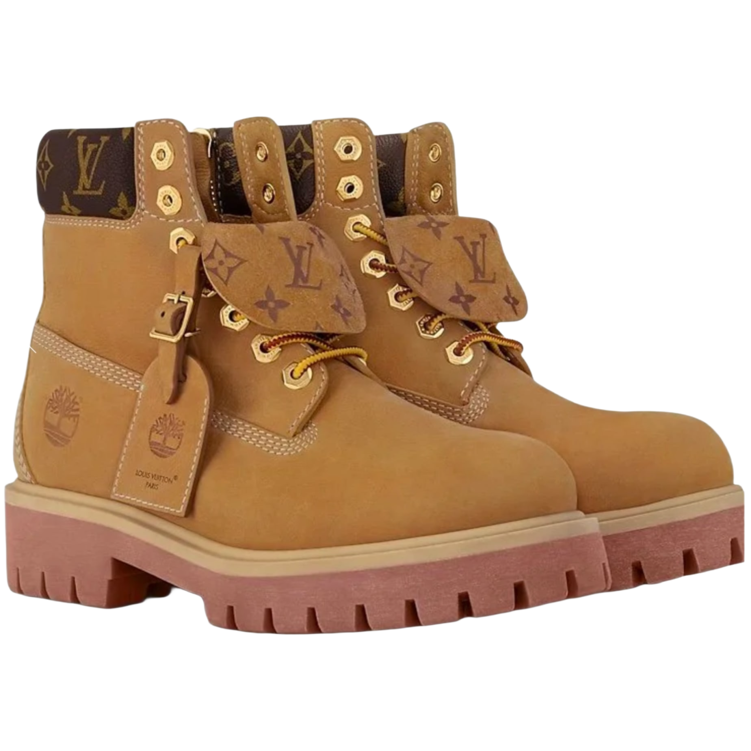 Louis Vuitton x Timberland 'Monogram' Wheat Boots - Image 2