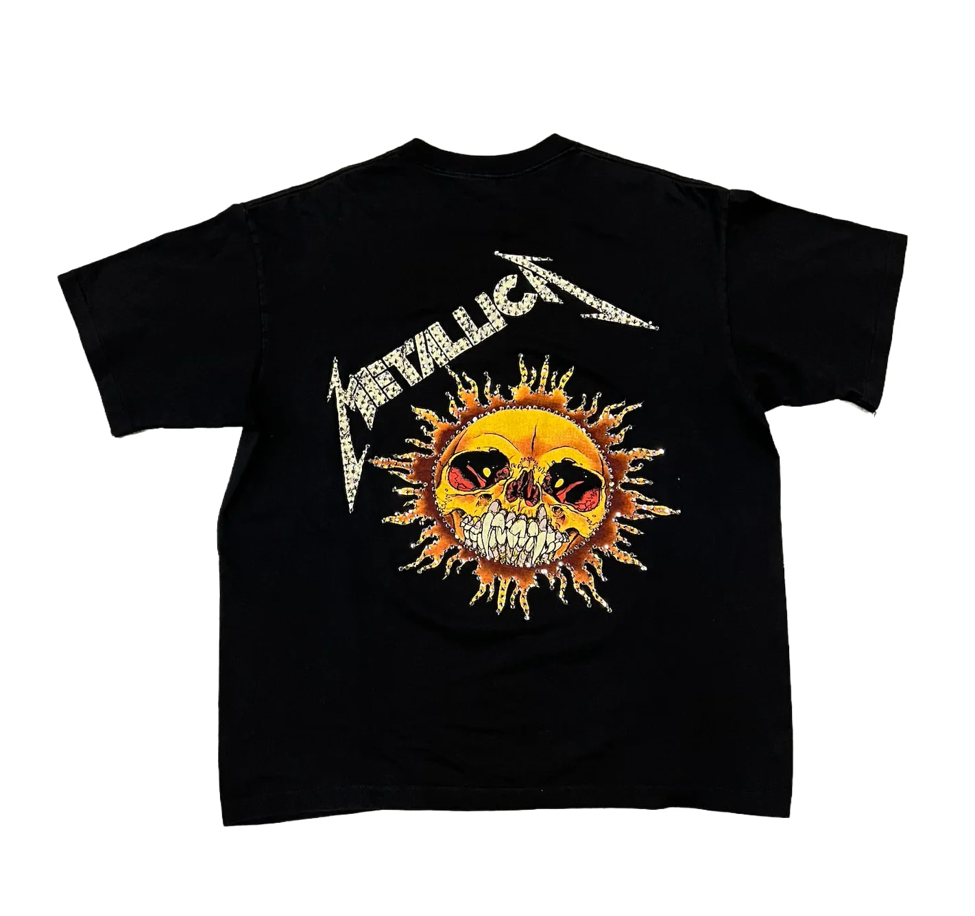 Metallica 'Flaming Skull' Rhinestone Vintage Tee - Image 2