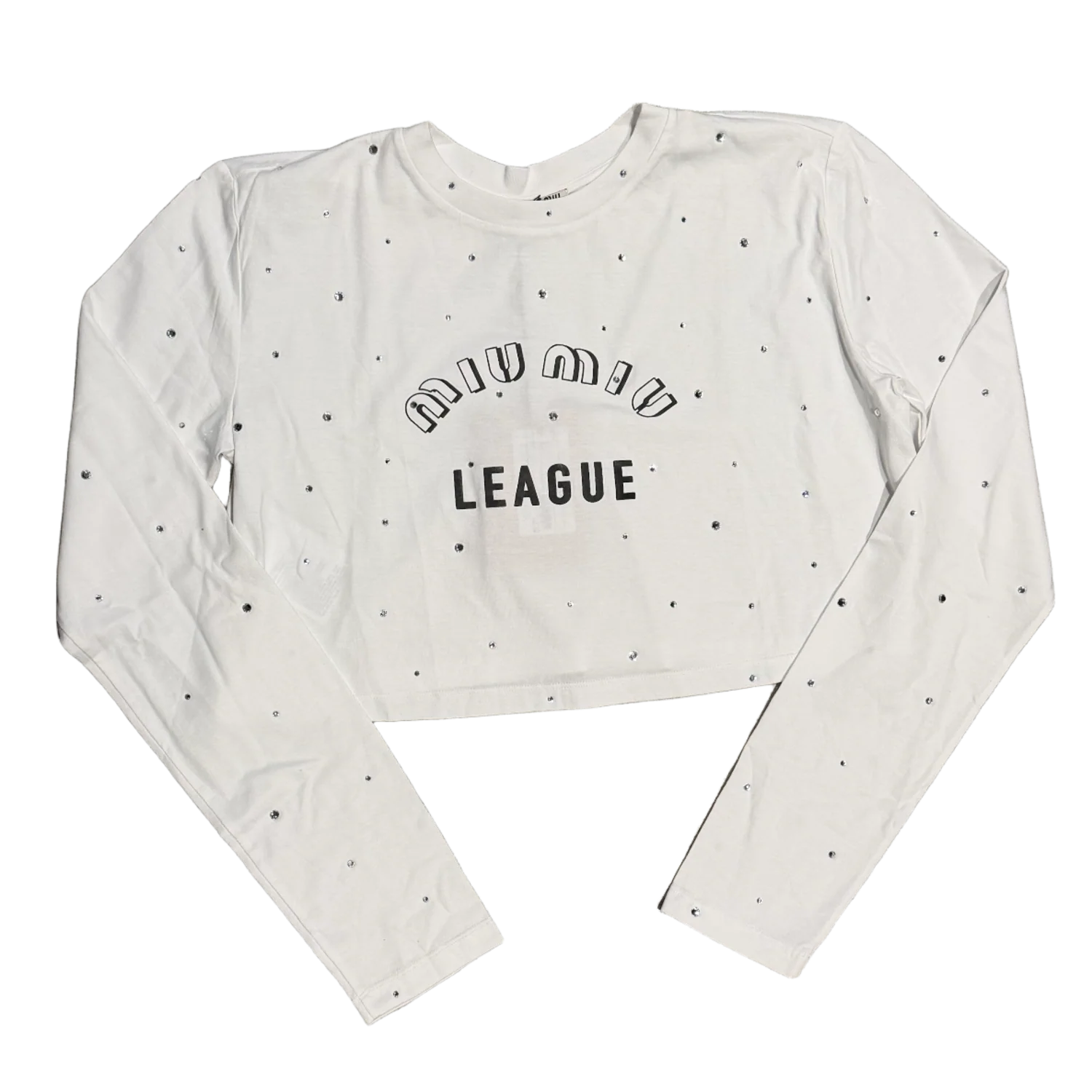 Miu Miu 'Rhinestone Legacy' Womens Cropped Longsleeve