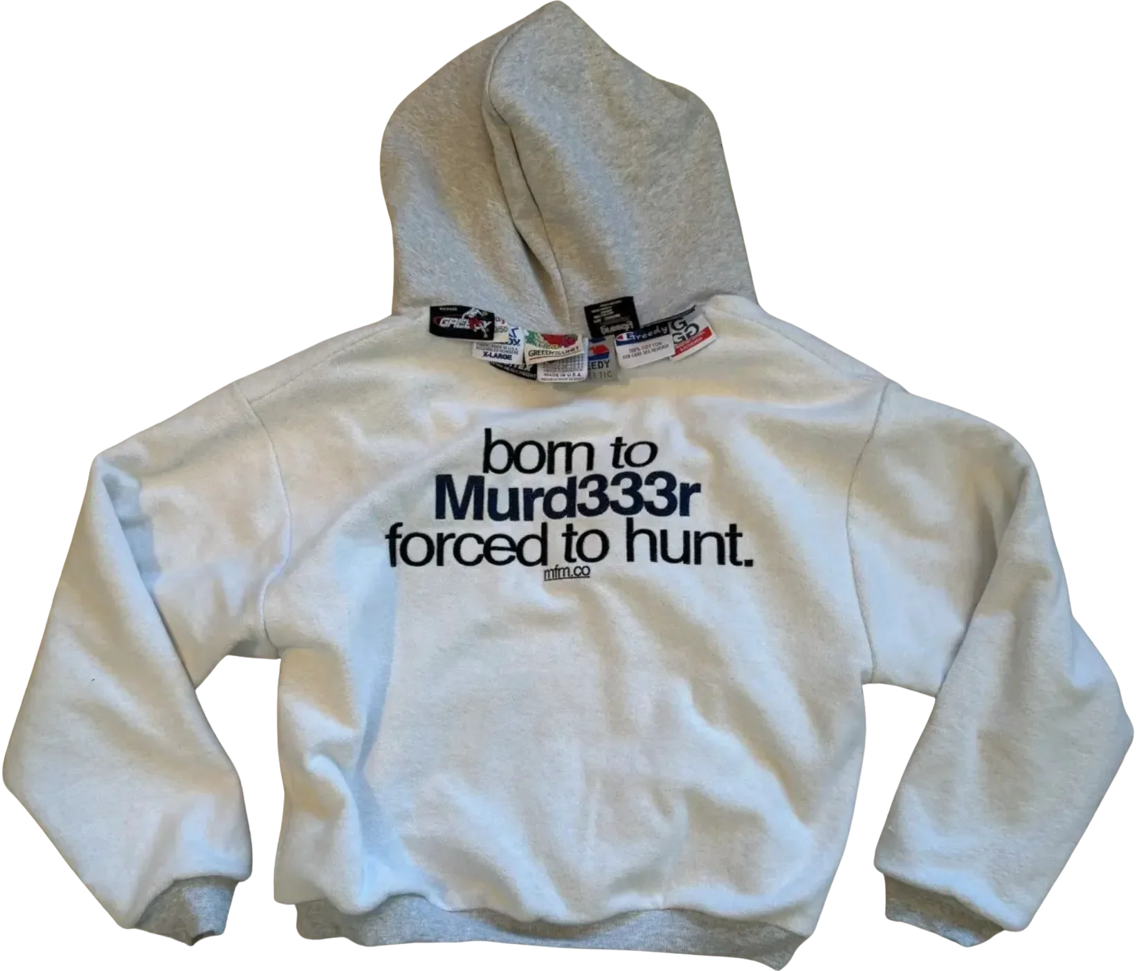 Murd333r.fm x Greedy Unit 'Hunter' Grey Zip Up Hoodie - Image 2