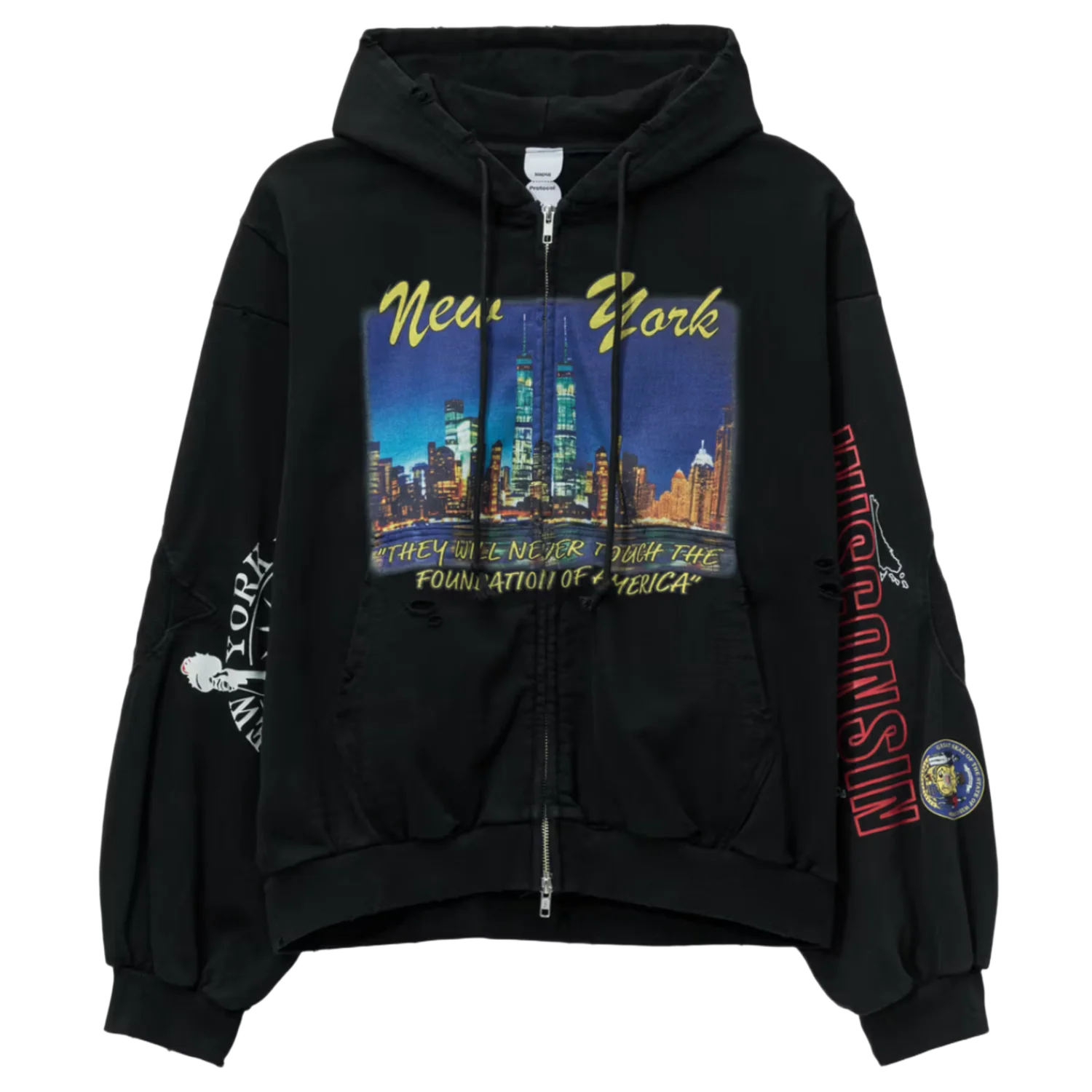 Protocol Index 'NYC Blackout' Reconstructed Zip Up Hoodie