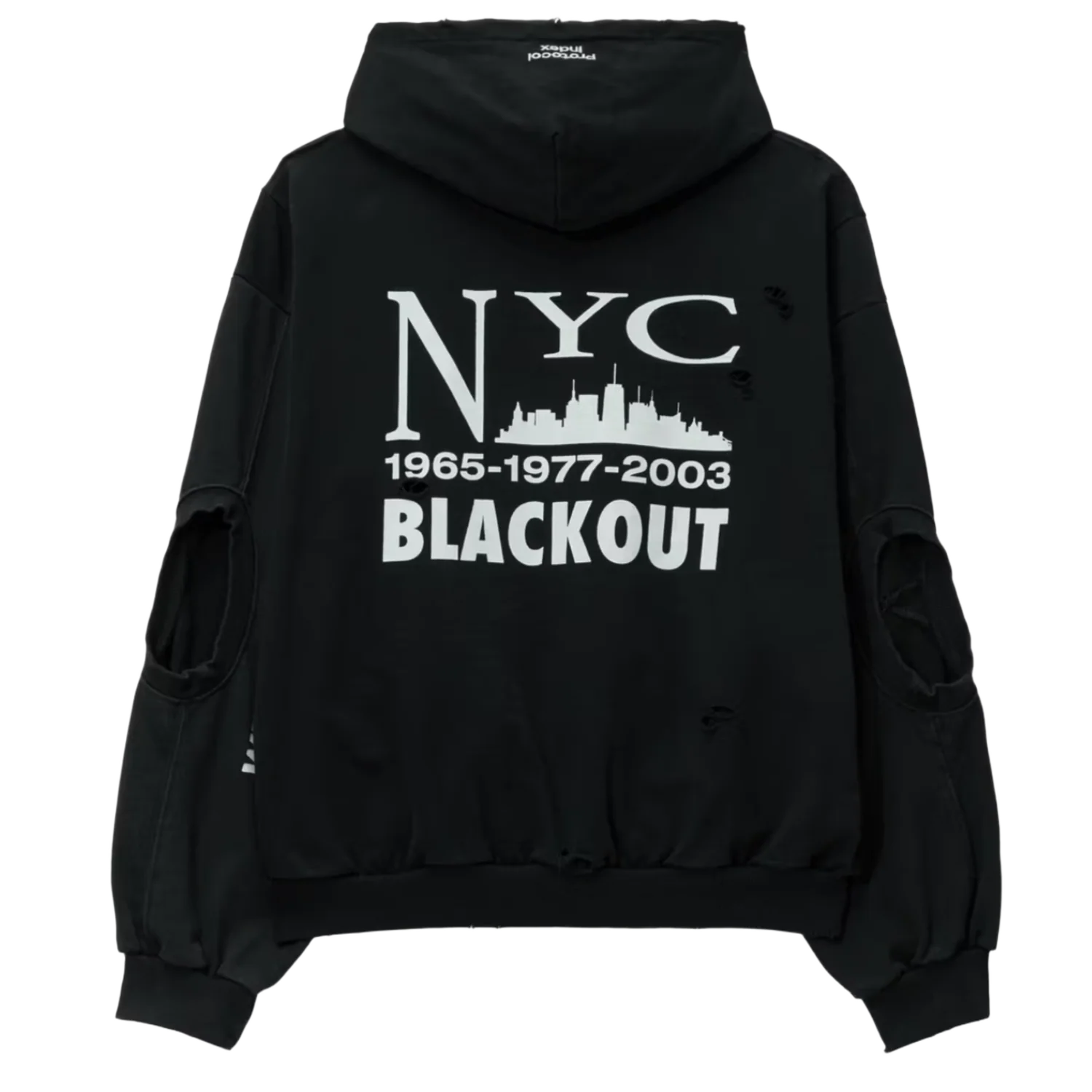 Protocol Index 'NYC Blackout' Reconstructed Zip Up Hoodie - Image 2