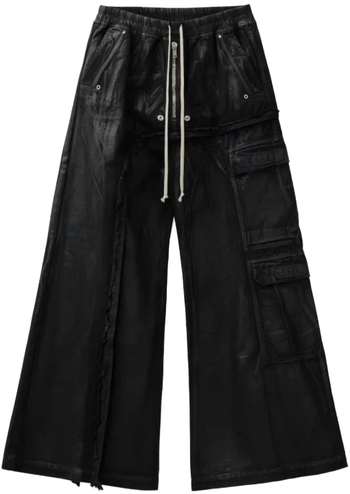 Rick Owens DRKSHDW 'Black' Imbalanced Double Cargo Jumbo Belas