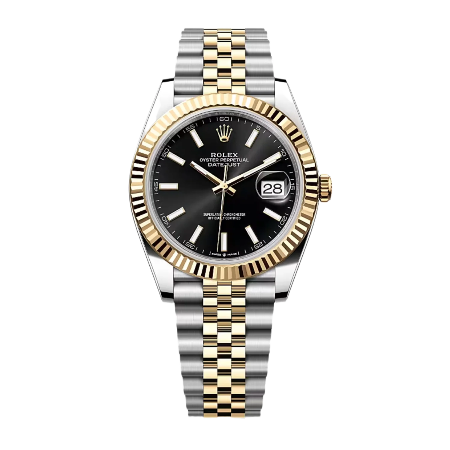 Rolex DateJust 'Black Index' 41MM Two Tone Yellow Gold Fluted Jubilee Watch 2025 126333