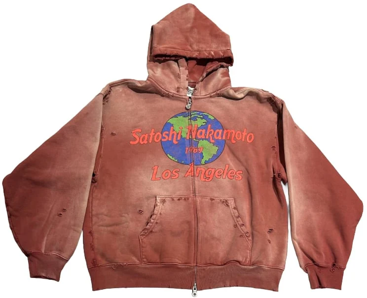 Satoshi Nakamoto '1969 Rock' Red Zip Up Hoodie