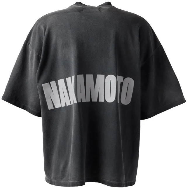 Satoshi Nakamoto 'Impact Logo' Oversized Black Tee - Image 2