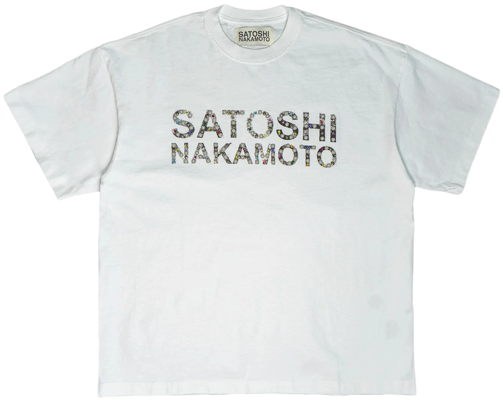 Satoshi Nakamoto 'Pearl Logo' White Tee