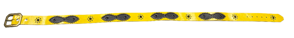 Studded 'Black Leather Sun Gem' Yellow Belt - Image 2