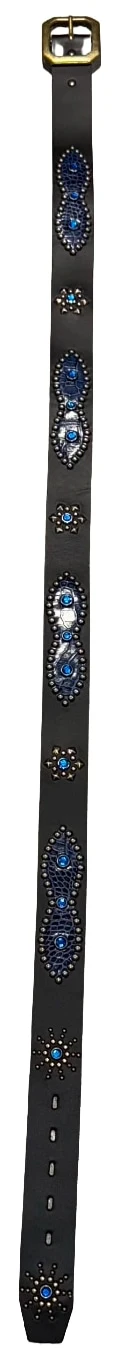 Studded 'Blue Gem/Blue Scale' Black Belt - Image 2