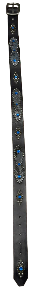Studded 'Blue Snakeskin Gem' Black Belt - Image 2