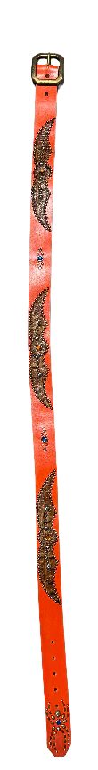 Studded 'Brown Scale Spider Gem' Orange Belt - Image 2