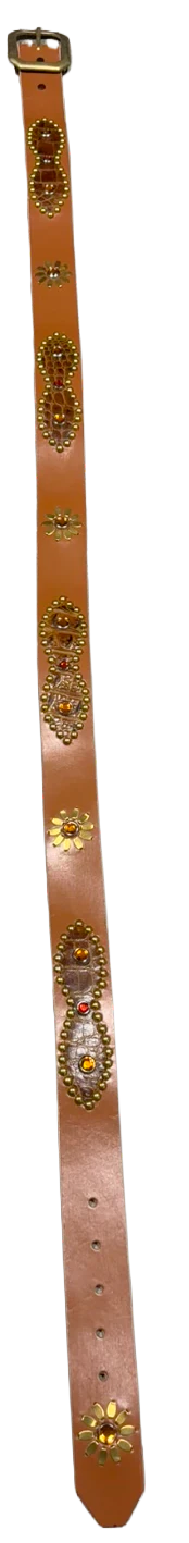 Studded 'Brown Snakeskin/ Sun Gem' Brown Belt - Image 2