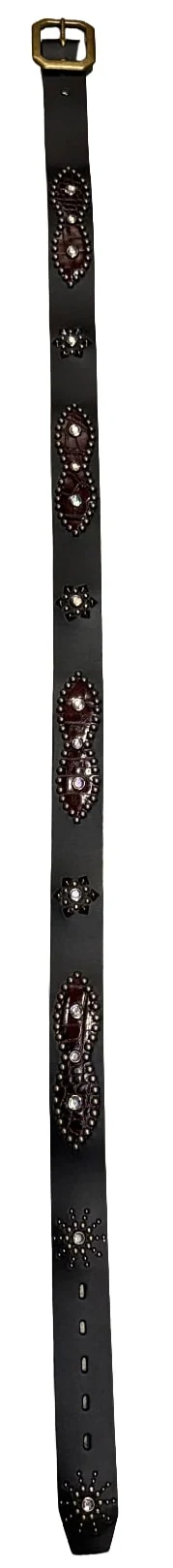 Studded 'Burgundy Snake Skin' Sun Gem Black Belt - Image 2