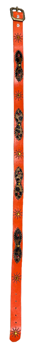 Studded 'Cheetah Felt/Sun Gem' Orange Belt - Image 2