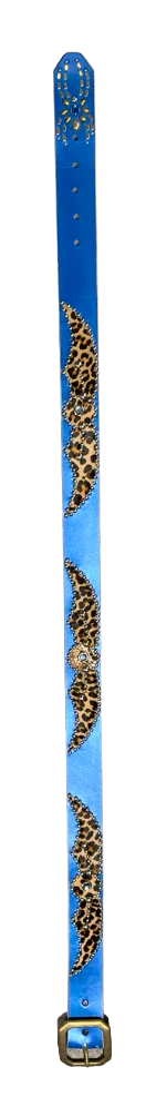 Studded 'Cheetah Hair Spider Gem' Blue Belt - Image 2