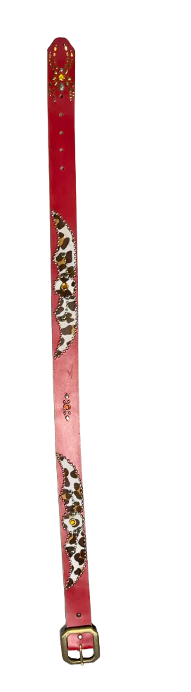 Studded 'Cow Hair Spider Gem' Red Belt - Image 2