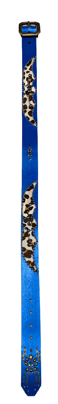 Studded 'Cow Print Spider Gem' Blue Belt - Image 2