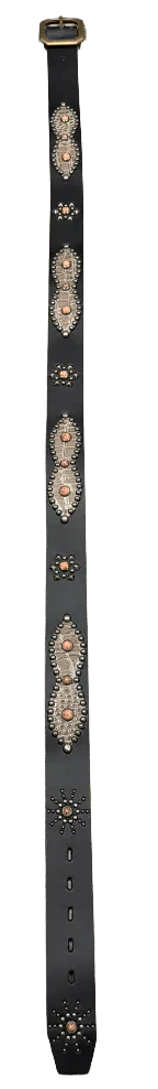 Studded 'Earth Scale/ Peach Sun Gem' Black Belt - Image 2