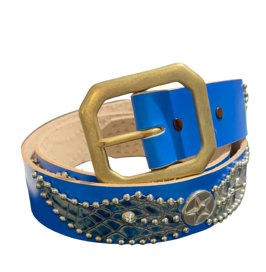 Studded 'Gradient Scale Wing Star Spider' Blue Belt