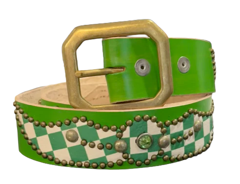 Studded 'Green Checker Gem' Green Belt