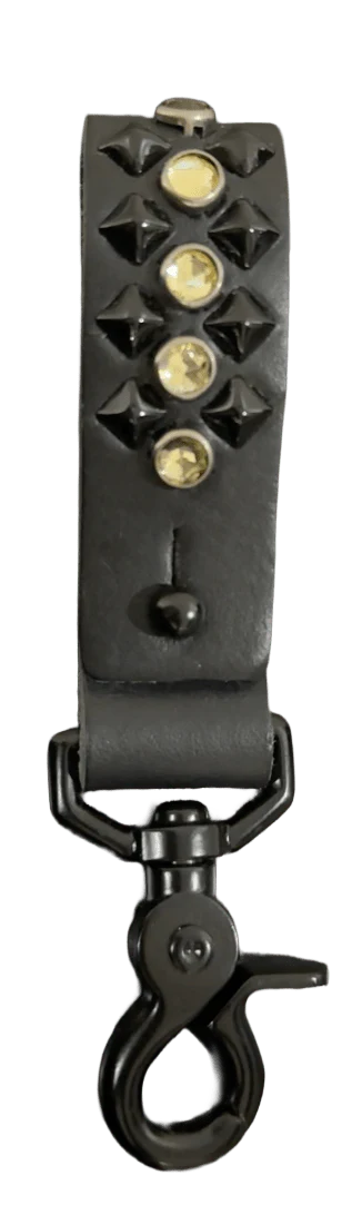 Studded Leather Keychain 'Black/Reflective'