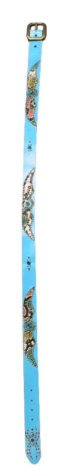 Studded 'Multi Color Snakeskin Spider Gem' Baby Blue Belt - Image 2