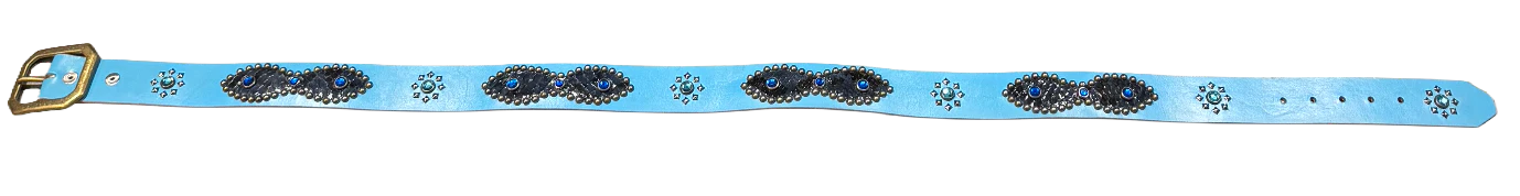 Studded 'Navy Scale/ Blue Gem Sun' Baby Blue Belt - Image 2