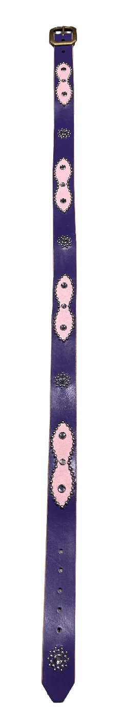 Studded 'Pink Leather/ Sun Gem' Purple Belt - Image 2