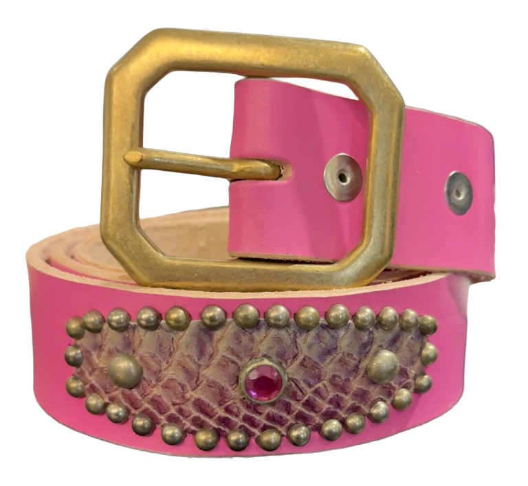 Studded' Pink Scale Gem Sun' Pink Belt