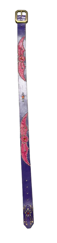Studded 'Pink Snakeskin Spider Gem' Purple Belt - Image 2