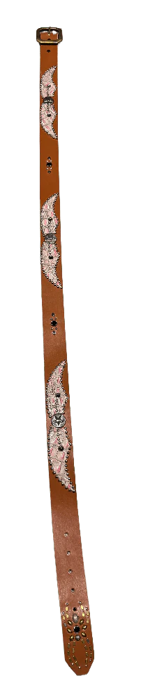 Studded 'Pink Tan Scale Silver Star Spider Gem' Brown Belt - Image 2