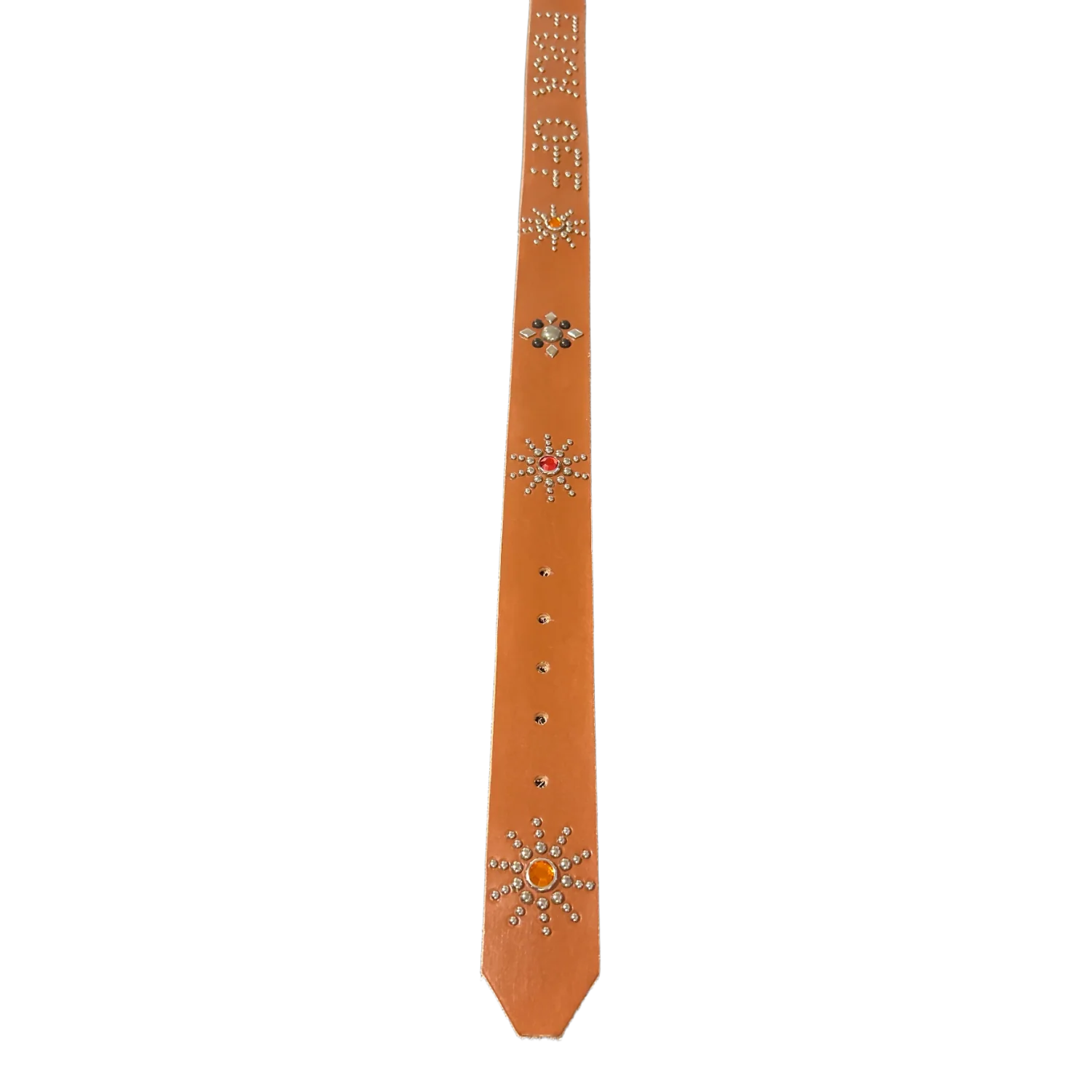 Studded 'Red/Orange Sun' Brown Fuck Off Leather Belt - Image 2