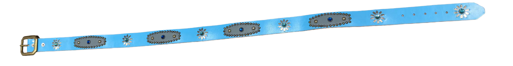 Studded 'Silver Leather/ Sun Gem' Baby Blue Belt - Image 2