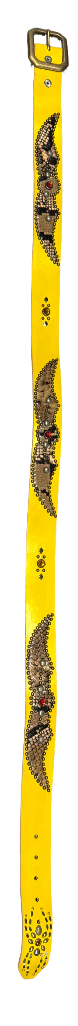 Studded 'Snakeskin/Spider Gem' Yellow Belt - Image 2