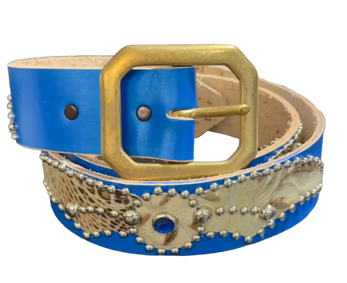 Studded 'Tan Gradient Snakeskin Sun Spider Gem Blue Blet