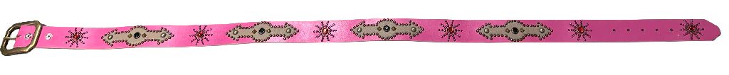 Studded 'Tan Leather Arrow Red Gem Sun' Pink Belt - Image 2