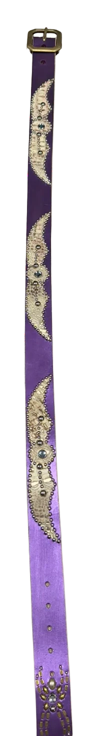 Studded 'Tan Snakeskin Spider Gem' Purple Belt - Image 2
