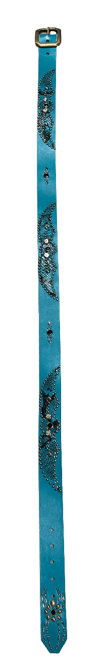 Studded 'Turqoise Snakeskin' Spider Gem Teal Belt - Image 2