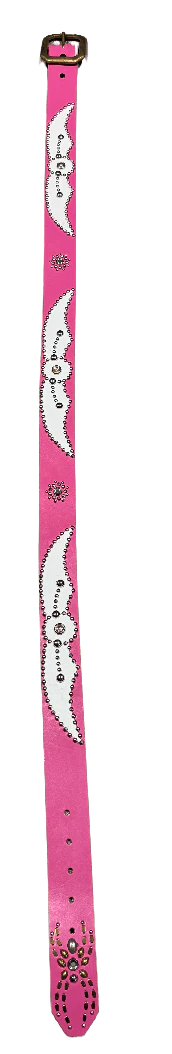 Studded 'White Leather Spider Gem' Pink Belt - Image 2