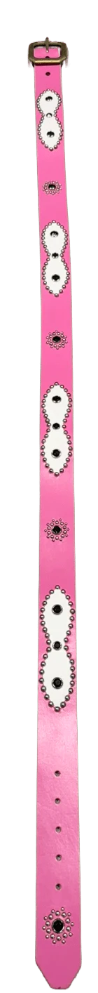 Studded 'White Leather/ Sun Gem' Pink Belt - Image 2